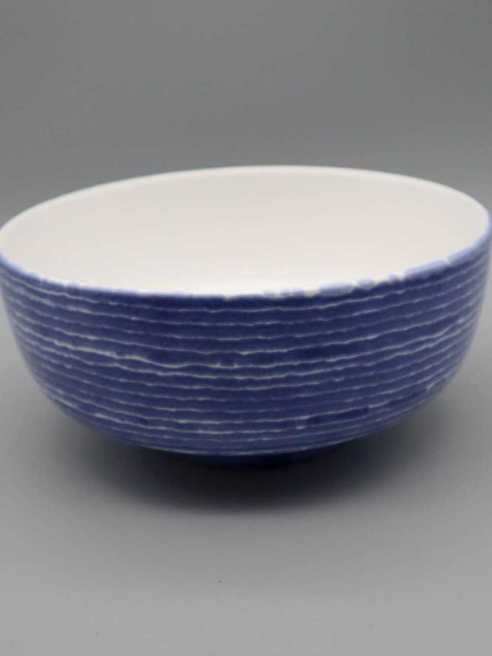 Viva Vietri Santorini Mosaic Blue Stripe Medium Footed Serving Bowl 8" Portugal